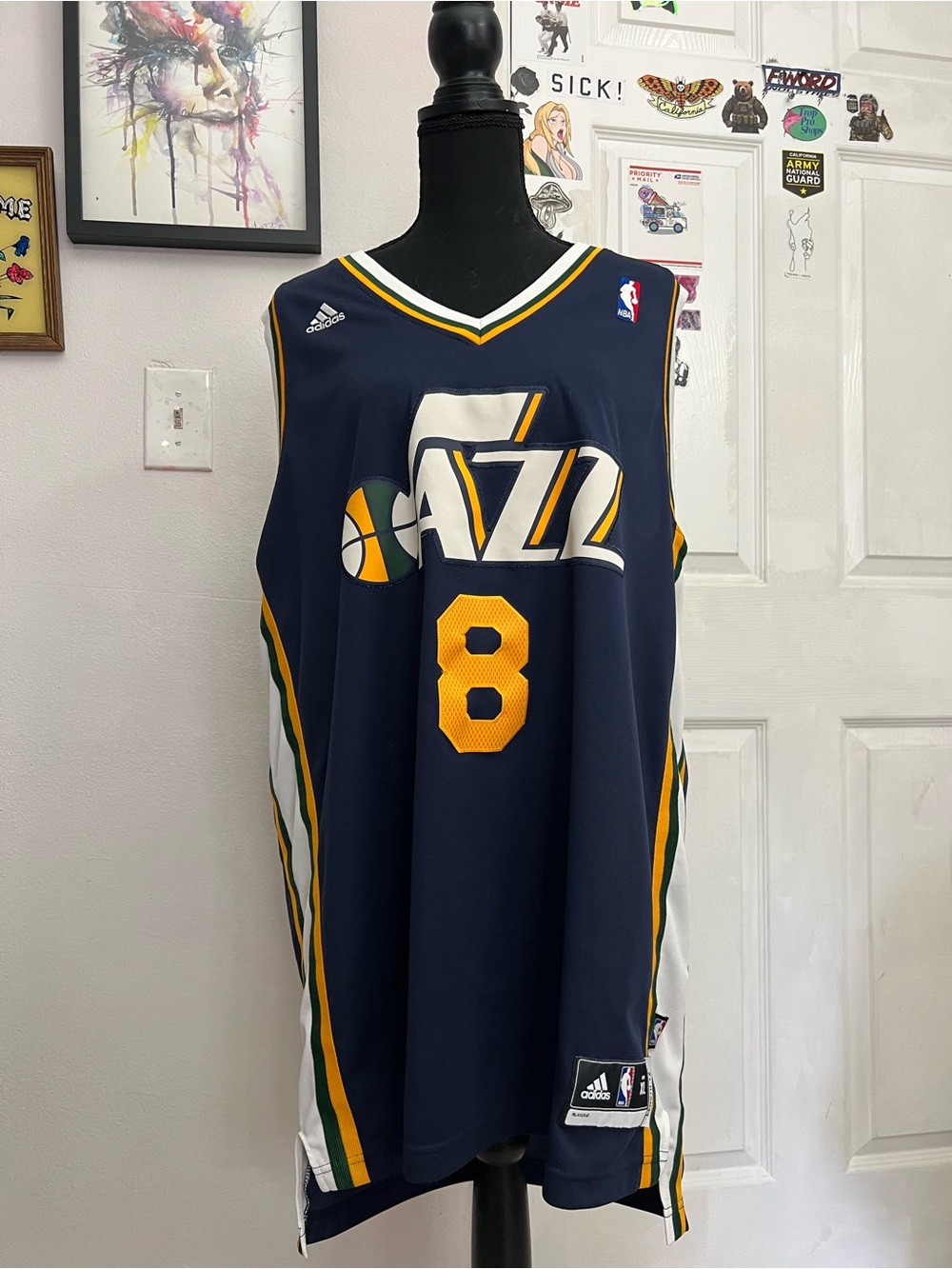 adidas Utah Jazz Navy and Yellow Basketball Jersey #8